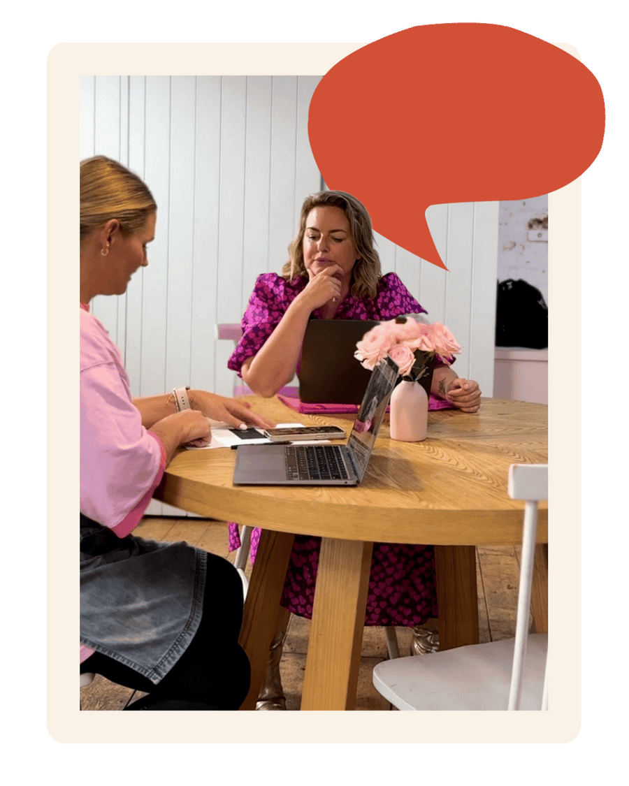 Belle Cook working through a marketing plan with a client